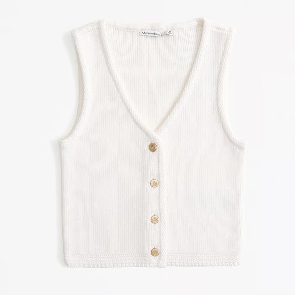 Abercrombie & Fitch Jackets & Blazers - Abercrombie & Fitch Mara Button Up Sweater Vest Ivory Medium